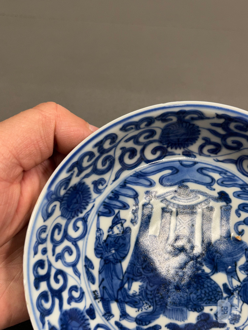 明万历  青花“胡人献宝”图盘 - 图11